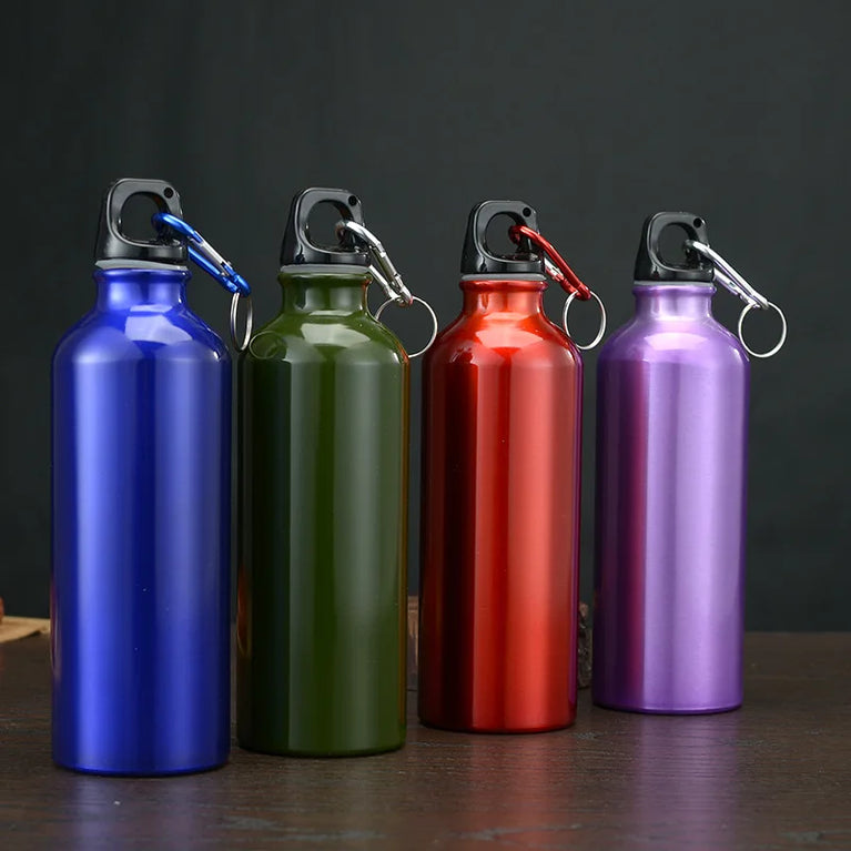 500ml Aluminum Sports Mountaineering Water Bottle Lightweight Hook Lid Outdoor Climbing Flask Kettle