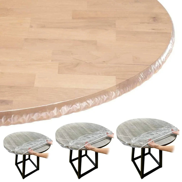 Disposable Fitted Round Tablecloths | Transparent Waterproof Protection