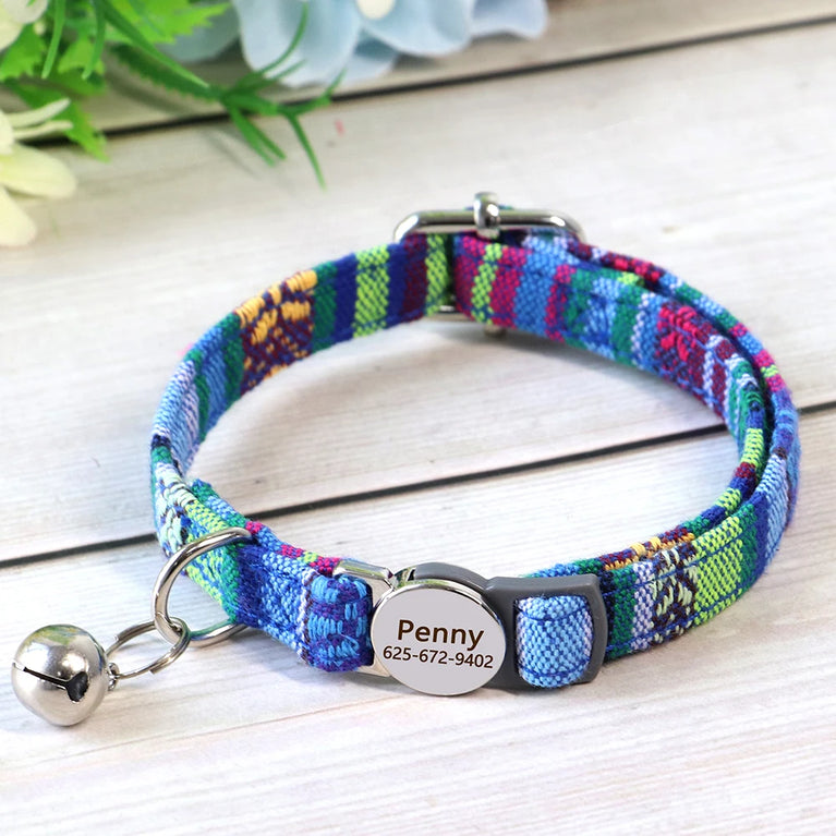 Cat Collar Free Personalized Kitten Collar Engraved Antilost Adjustabl