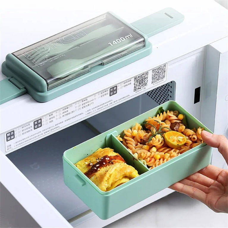 Portable Leakproof Microwave Lunch Box 700/1400ML with Spoon Bento Container