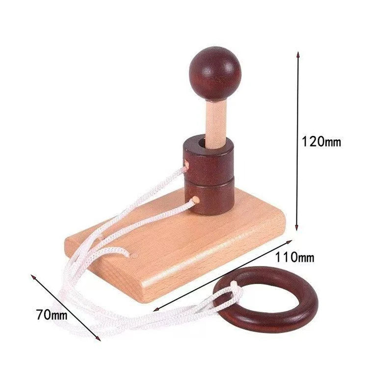 Muddy Puddles Wooden Rope & Ring Puzzle | Classic 3D Brain Teaser