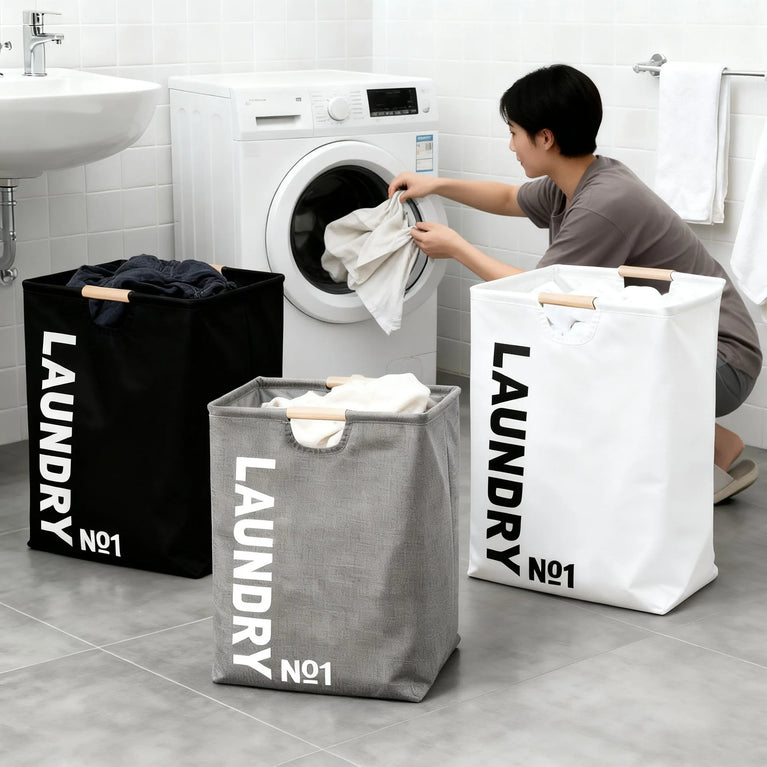 Large Capacity Waterproof Laundry Basket | Foldable Fabric Storage Bin with Handles