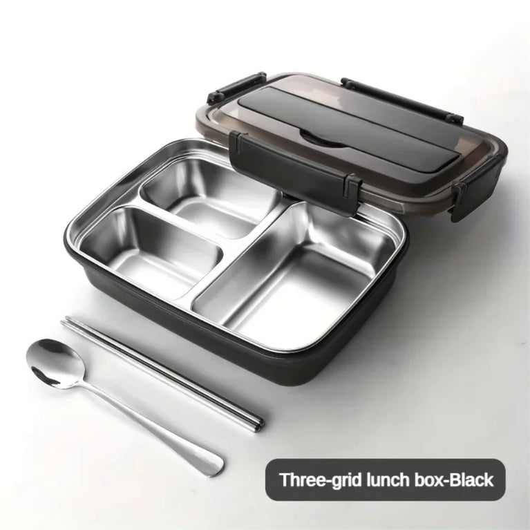 Leak Proof Stainless Steel Lunch Box 3/4 Compartment Bento Container