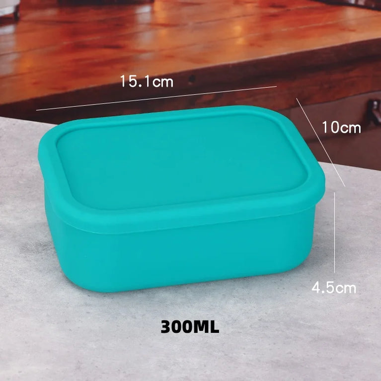 Silicone Bento Box Rectangle Leak-Proof Microwave Safe Lunch Container Portable Food Storage