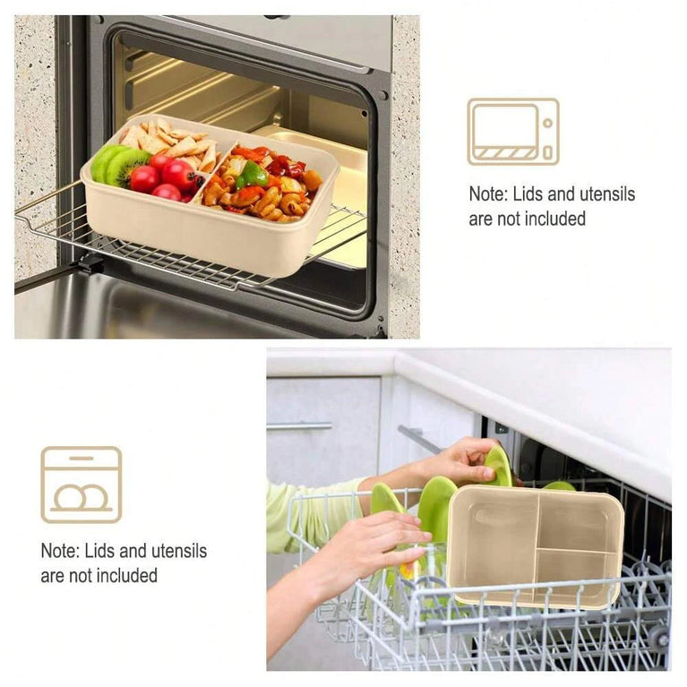 Compartment Lunch Box Portable Microwave Bento Box Leakproof Food Container with Spoon and Fork for Picnic Office School