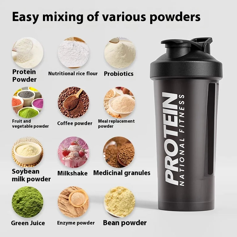 Protein Shaker Fitness Sports Waterbottle Mixing Cup for Gym Use