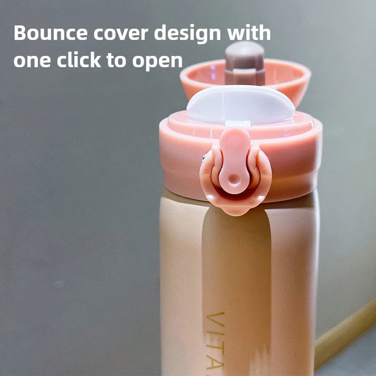 500ml Gradient Stainless Steel Insulated Water Bottle Flip Lid