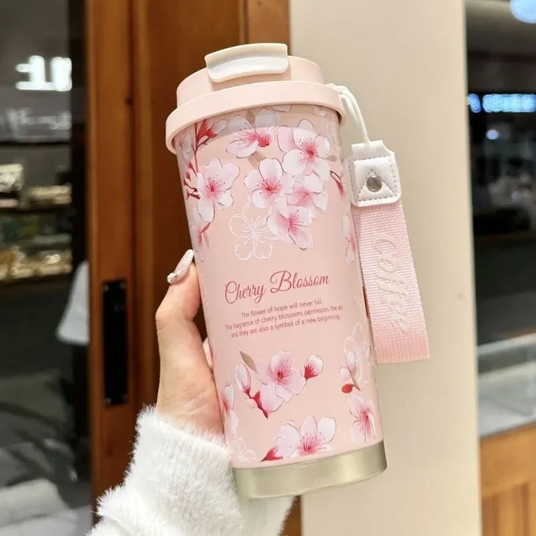 500ml Insulated Stainless Steel Tumbler Mug with Straw Handle