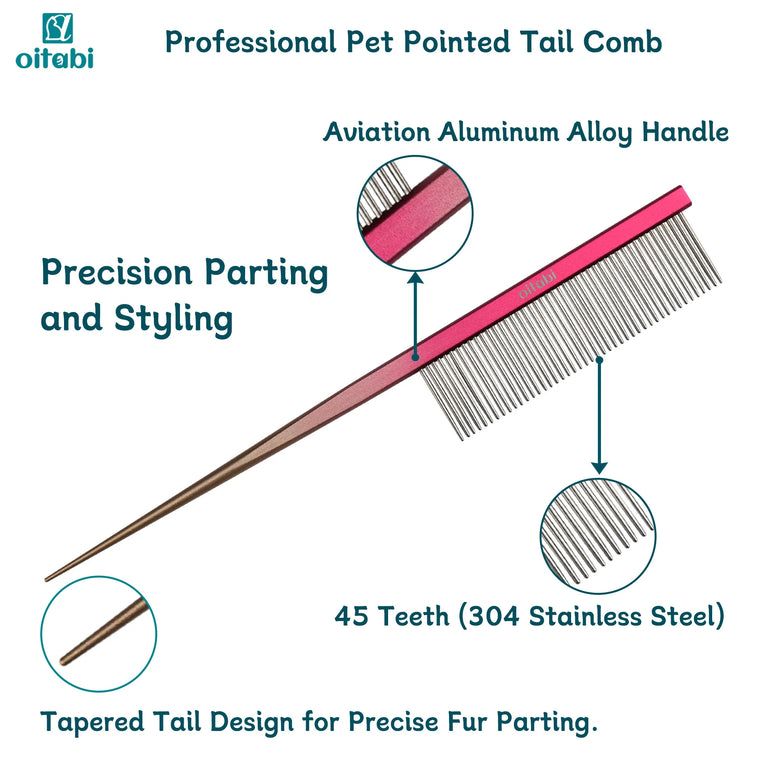 Professional Pet Grooming Comb Gradient Aluminum Stainless Steel Dog Cat Comb Tool