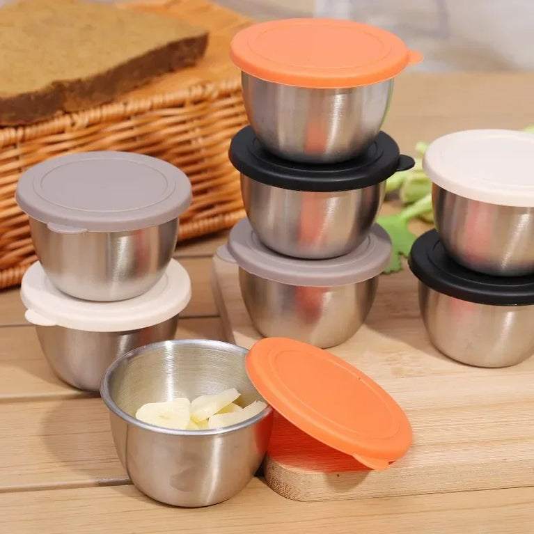 304 Stainless Steel Sauce Cup with Lid Reusable Dipping Container 75ML Portable Salad Dressing Jar Kitchen Tool