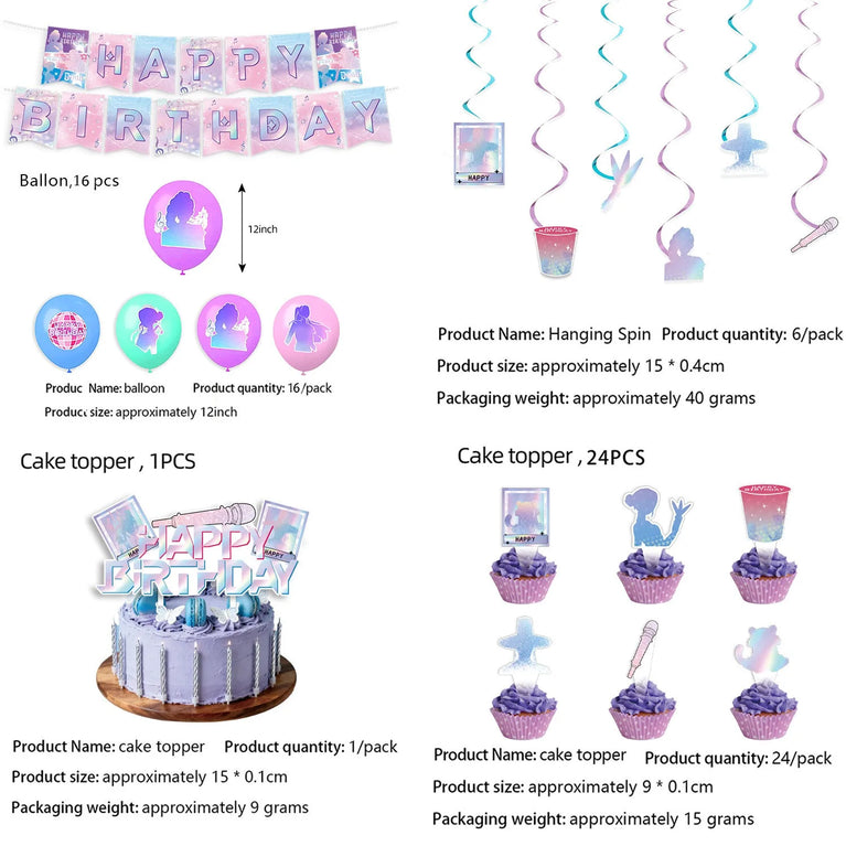 Disposable Party Tableware Set for Birthday Party Decoration