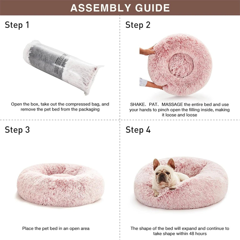 Soft Pet Cat Bed Plush Donut Cat Heating Pad Self Heating Bed Warm Cat