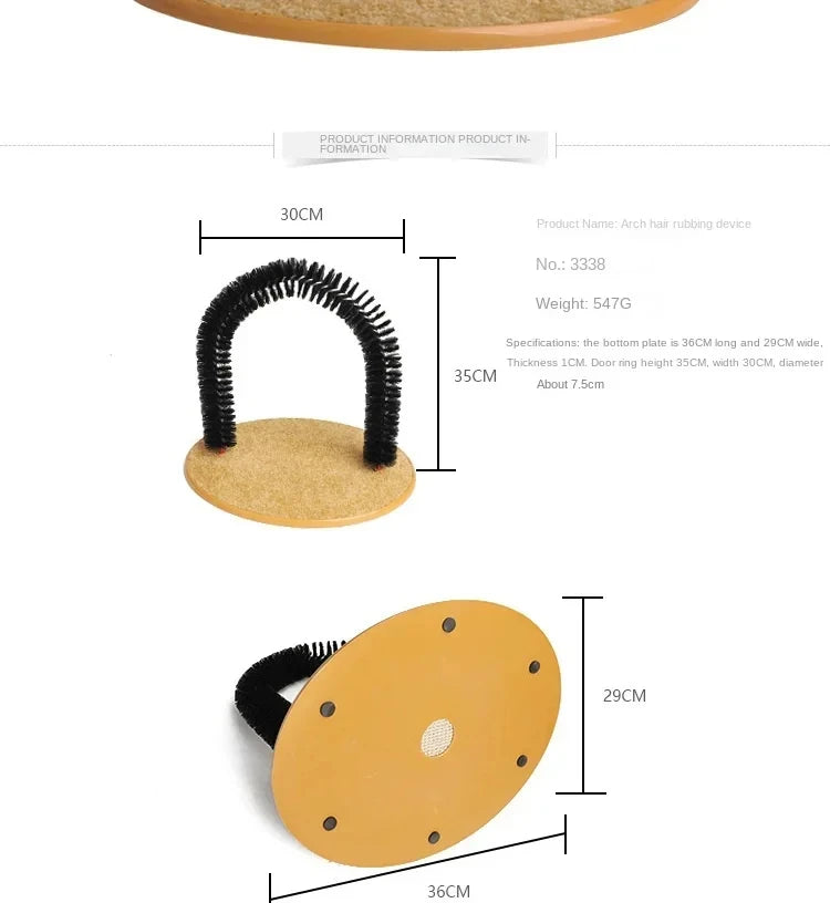 Cat Self Grooming Arch Massage Brush Scratching Tunnel Interactive Cat Toy Set