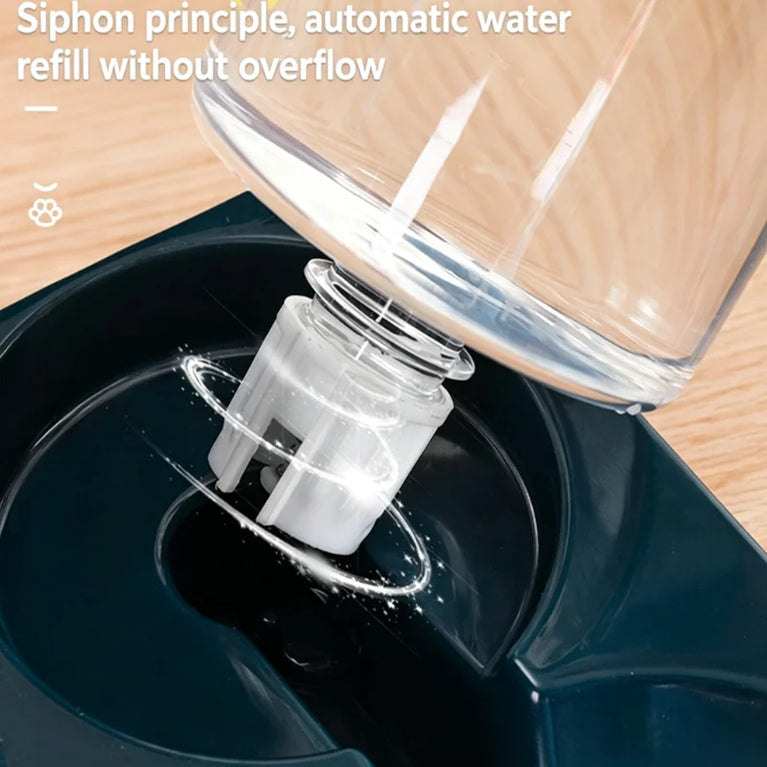 Double Raised Anti-Slip Cat Dog Bowl with Water Feeder System