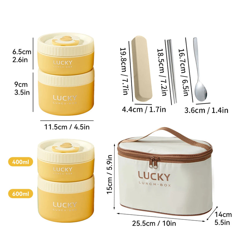 Bento Lunch Box Set Portable Keep Warm Insulated Stainless Steel Thermal Food Container Bag