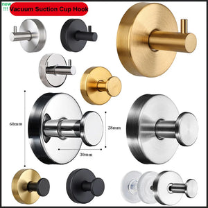 Bathroom Vacuum Suction Cup Hooks Towel Robe Holder Rack Stainless Steel Hook Hanger For Shower Glass Self Adhesive Wall Hooks