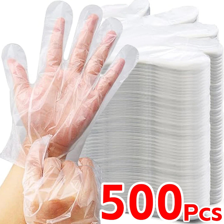 500/100PCS Disposable Gloves Food Grade Plastic Kitchen Gloves
