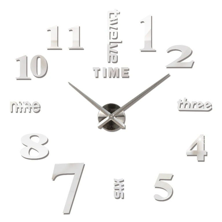 3D DIY Large Wall Clock | Modern Acrylic Mirror Surface Home Décor
