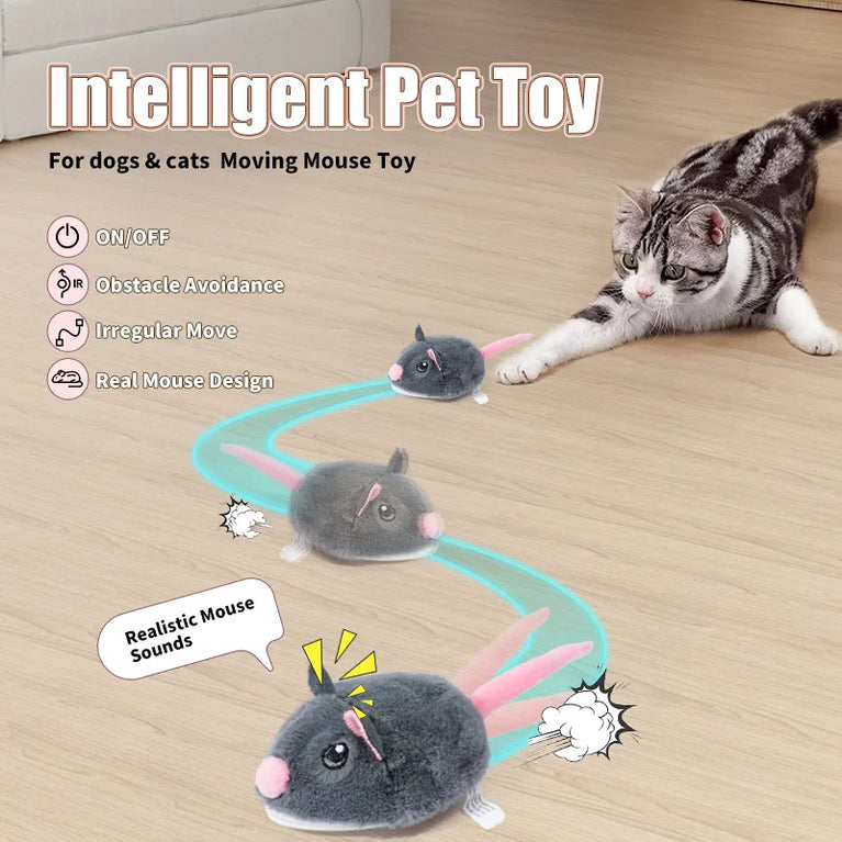 Electric Interactive Mouse Cat Toys Funny Plush Smart Movement Toy