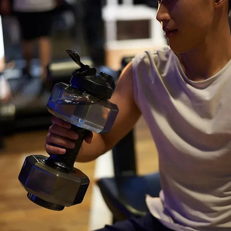 1500ML Dumbbell Shaped Gym Waterbottle Portable Fitness Drinking Bottle