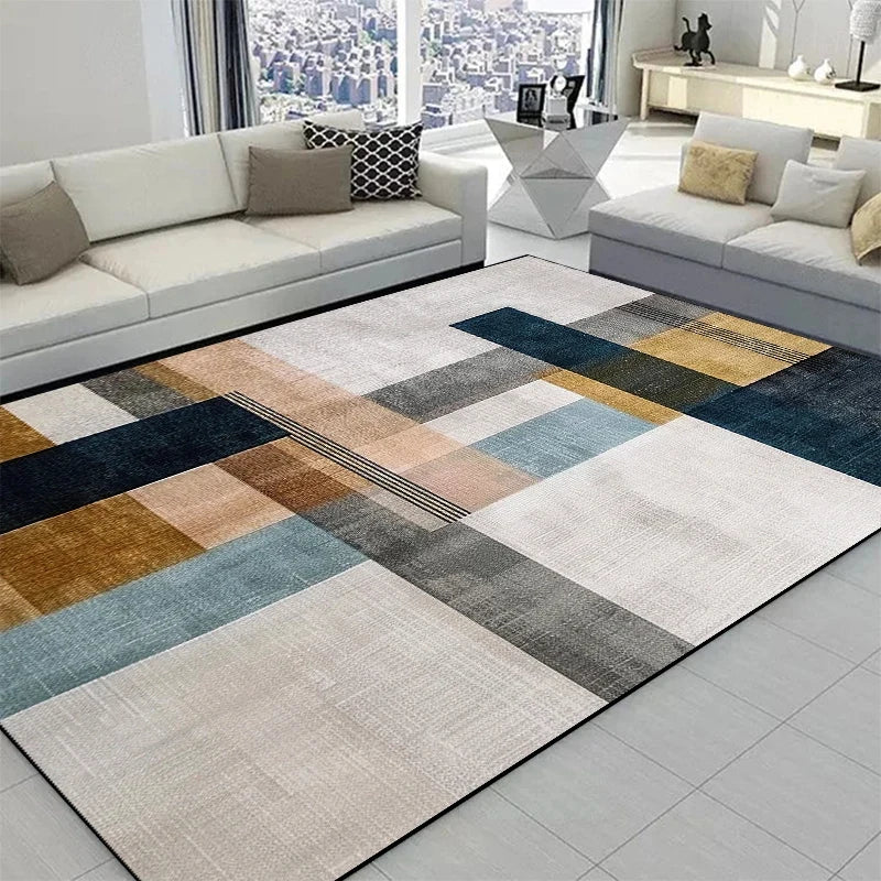 Minimalist Checkered Non-Slip Washable Area Rugs for Home Use