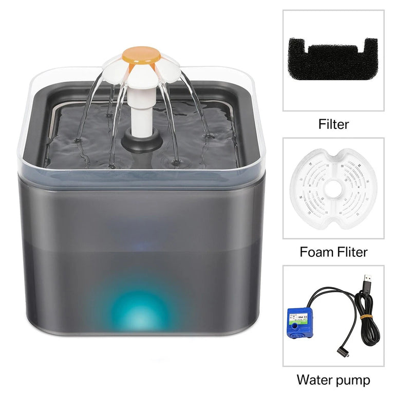 2L Cat Water Fountain LED Filter Pet Drinking Dispenser Bowl