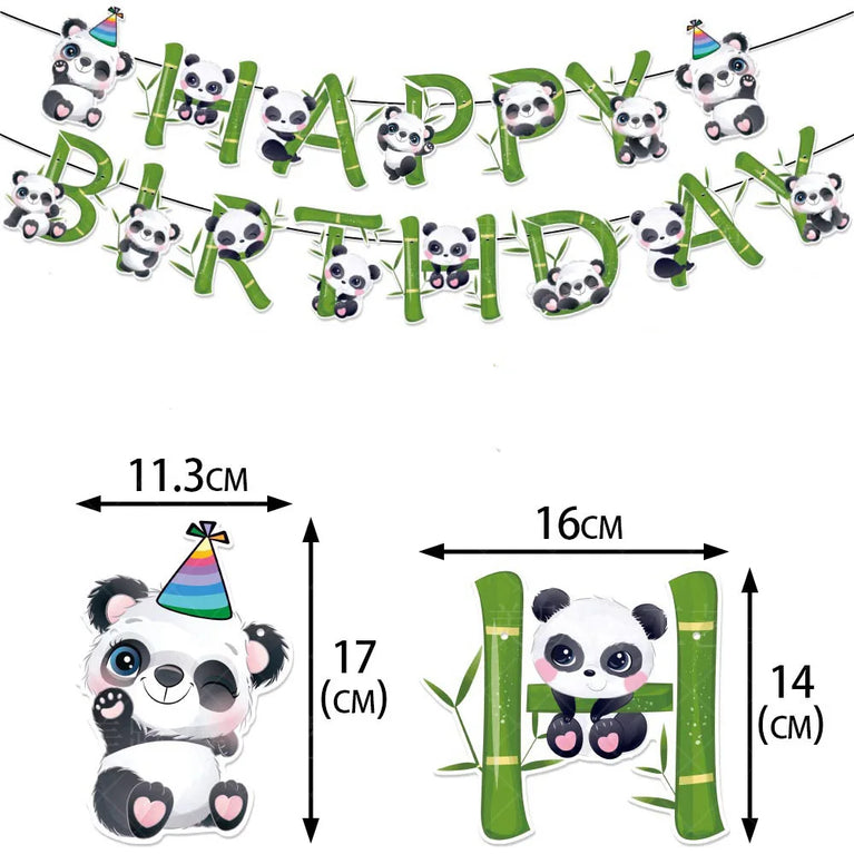 Panda Birthday Party Disposable Tableware Set Plates Cups Napkins Banner Decor