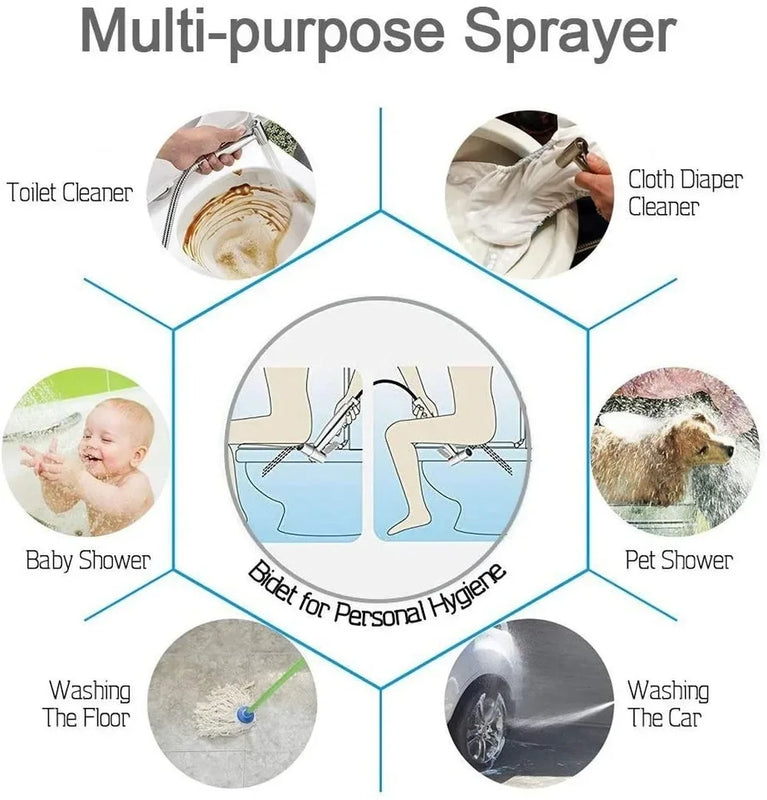 SUS304 Stainless Steel Handheld Bidet Sprayer Set | Vertical Spray Toilet Hygiene System