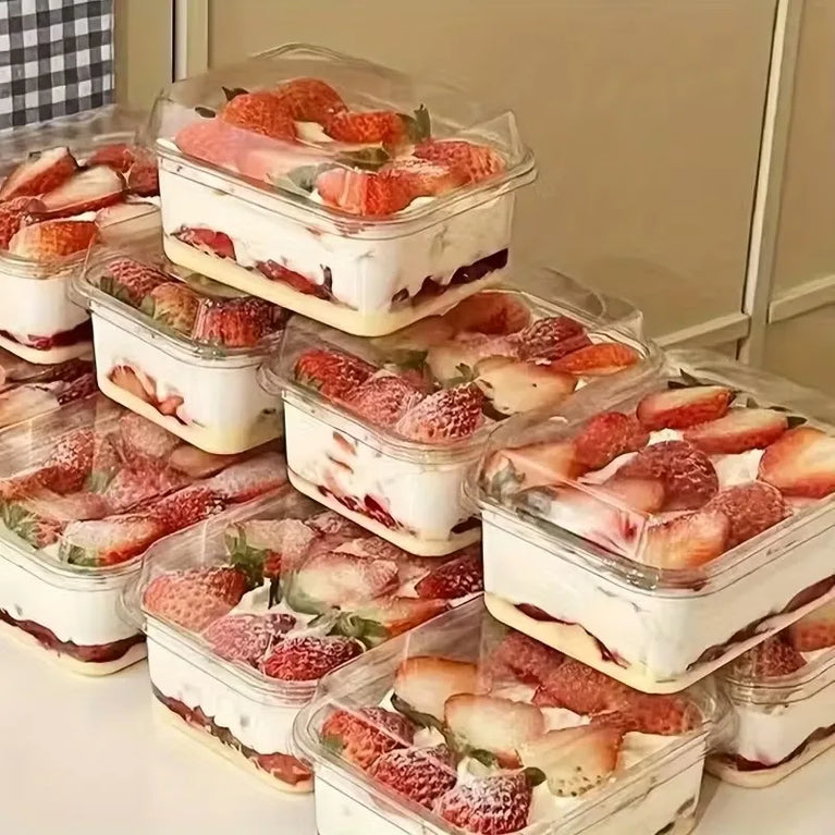 BLACK TRANSPARENT RECTANGLE CAKE BOX 5/10/20/30PCS DESSERT PACKAGING PARTY