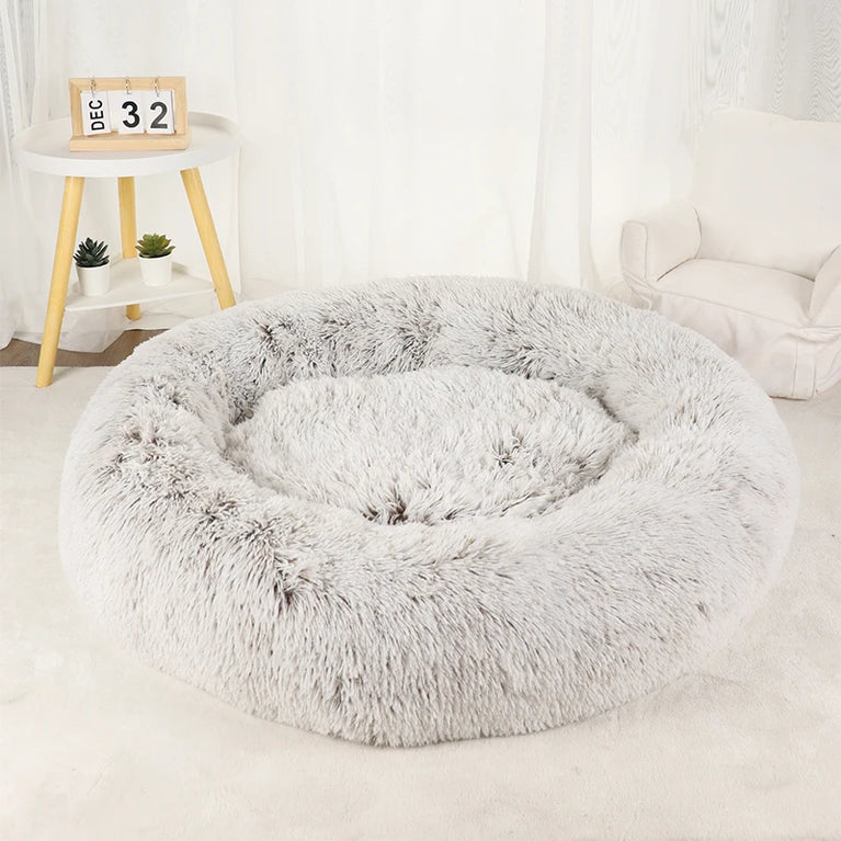 Donut Dog Bed Plush Basket Fluffy Medium Small Washable Warm Round Puppy Bed Mat