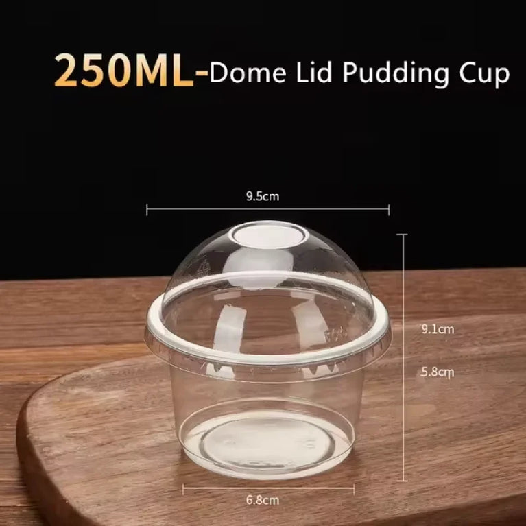 250ML TRANSPARENT DISPOSABLE SALAD CUP DESSERT CUP WITH DOME LID 50/100PCS PARTY BOWL CONTAINER