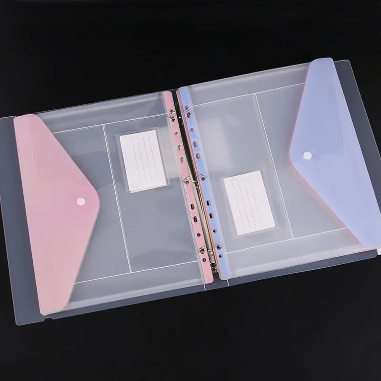 A4 Loose-Leaf Plastic Document Bag | 11-Hole Binder Compatible Envelopes