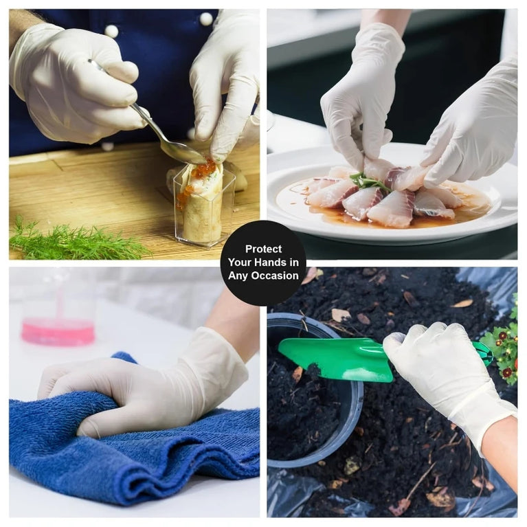 White Nitrile Disposable Gloves 4mil Food Grade Kitchen Work Gloves