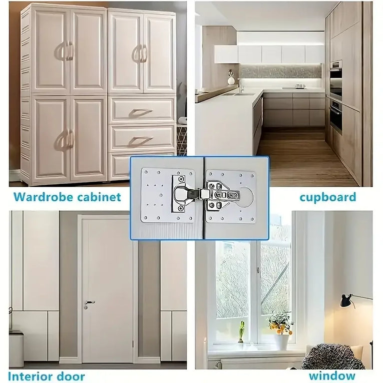 Stainless Steel Hinge Repair Plate Set | Cabinet Door Mounting & Flat Fixing Brackets