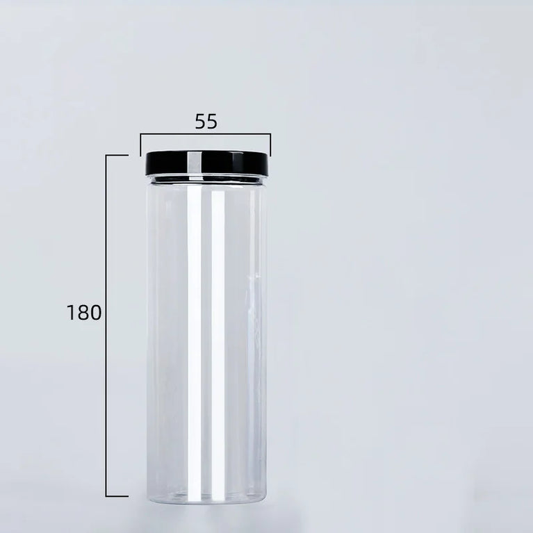 Black Lid Wide Mouth Circular Plastic Storage Bucket Airtight Food Container