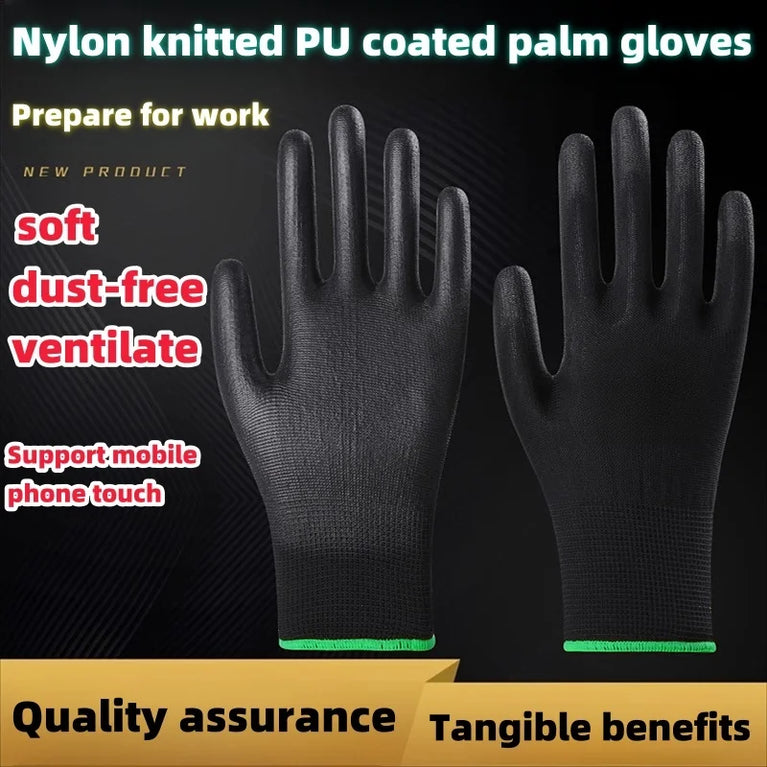 10 Pairs PU Safety Work Gloves Anti Slip Wear Resistant Gardening Woodworking Gloves PU200B