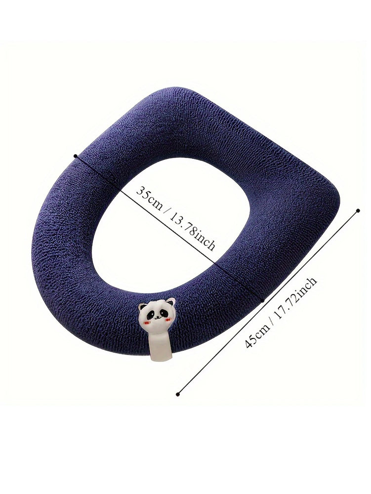 Premium Thickened Toilet Seat Cover with Handle | Soft-Touch Polyester Bathroom Comfort