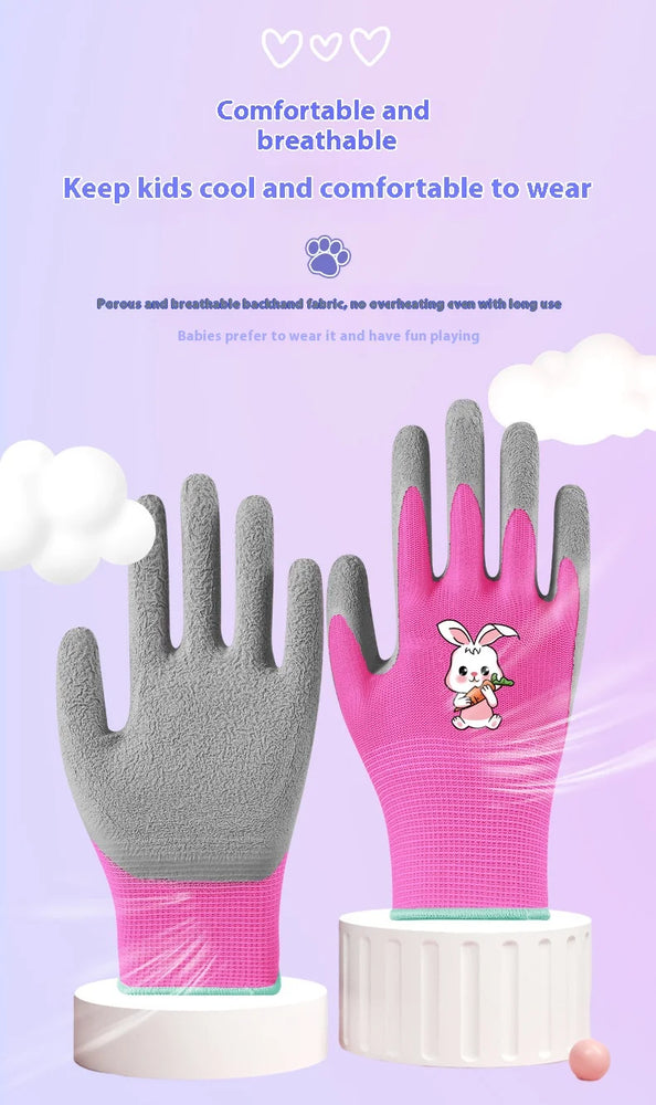 Kids Waterproof Non Slip Garden Work Gardening Gloves Durable Safety