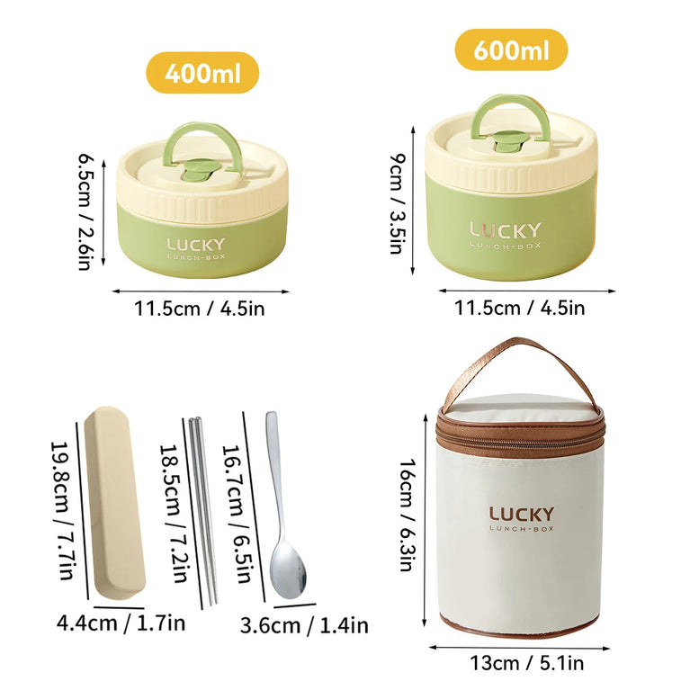 Bento Lunch Box Set Portable Keep Warm Insulated Stainless Steel Thermal Food Container Bag