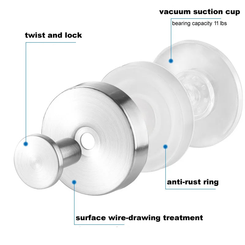 Bathroom Vacuum Suction Cup Hook Stainless Steel Towel Holder