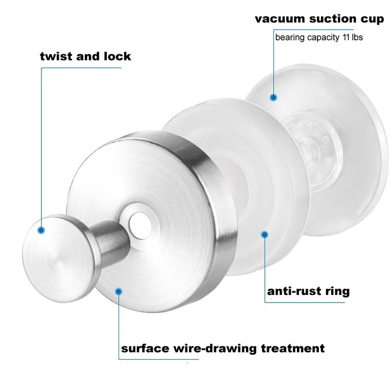 Bathroom Vacuum Suction Cup Hooks Towel Robe Holder Rack Stainless Steel Hook Hanger For Shower Glass Self Adhesive Wall Hooks