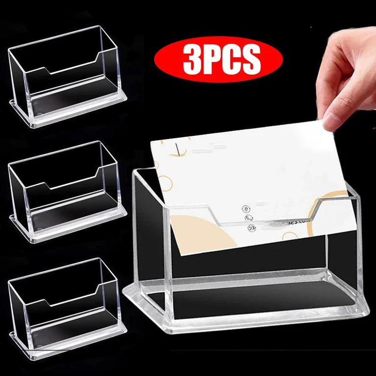 Clear Desktop Business Card Holder Storage Display Stand Organizer