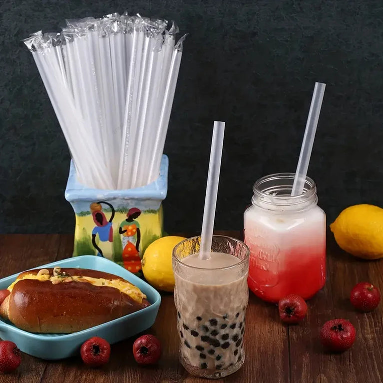 100-600Pc White Jumbo Smoothie Straws Bubble Tea MilkTea Party Use