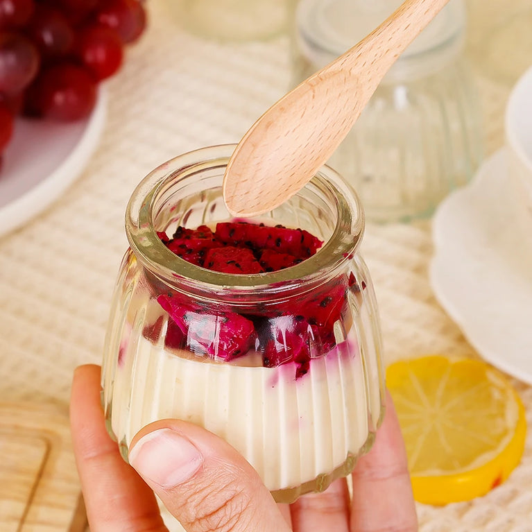 Glass Baking Bottles with Lid Yogurt Pudding Mini Food Storage Jar Container