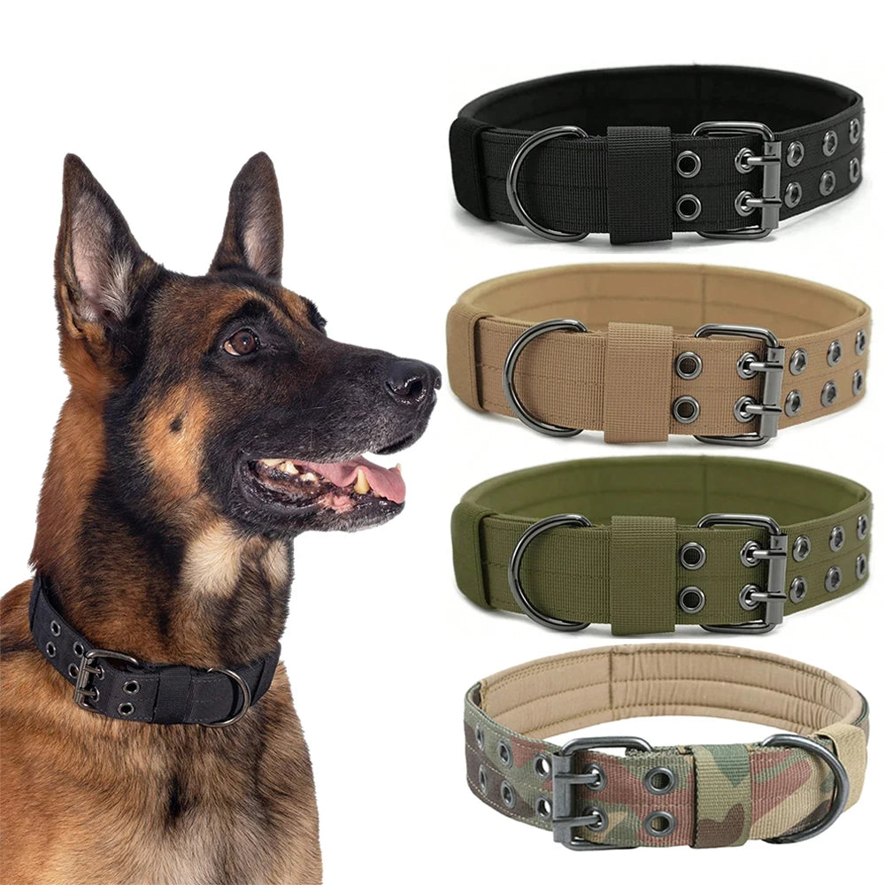 Comfortable Military Tactical Dog Collars Nylon Buckle Set Adjustable