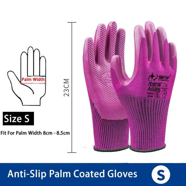 Super Grip Rubber Coated Waterproof Gardening Gloves Anti Slip Work