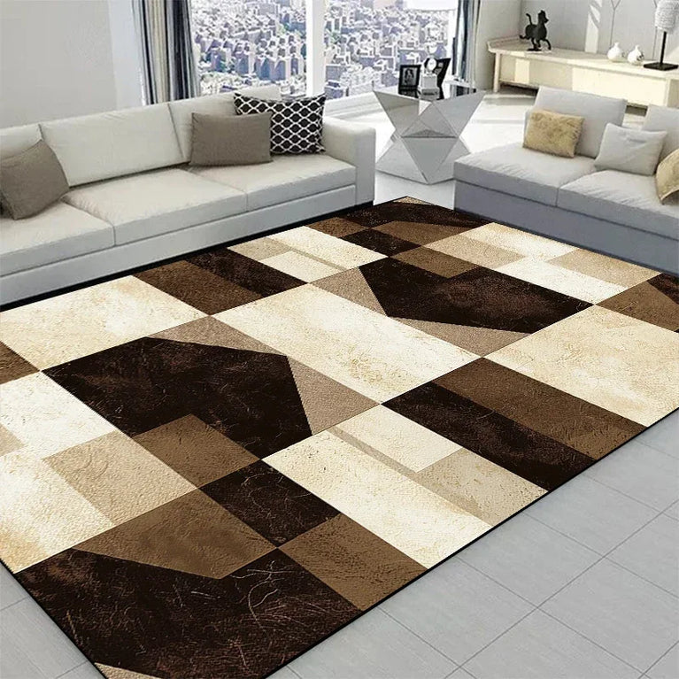 Minimalist Checkered Non-Slip Washable Area Rugs for Home Use