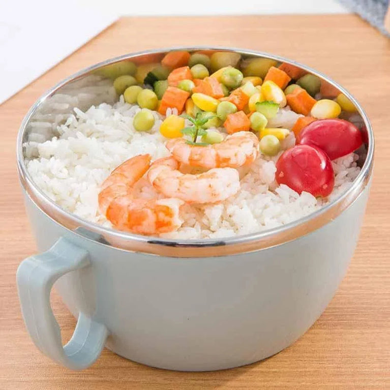 Portable Stainless Steel Noodle Bowl Double Insulated Leakproof Lunch Container 900ml