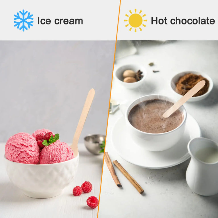50/100Pcs Disposable Wooden Spoons for Ice Cream Dessert Party Use