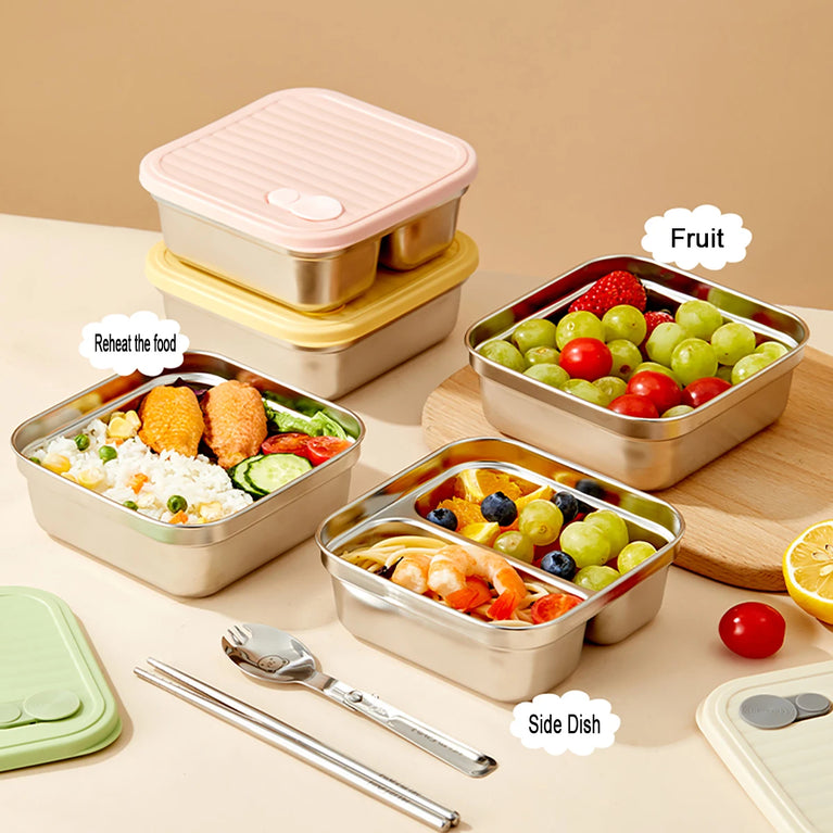 Portable Large Capacity Sealed Bento Lunch Box Stainless Steel Fruit Salad Food Container